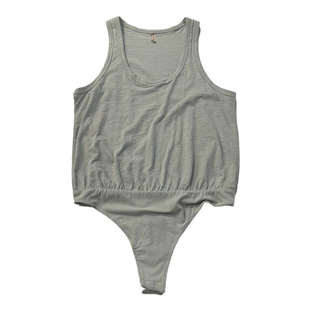 Intimately Free People Gauze Cotton Sleeveless Tee Off Bodysuit in Blue Size SP